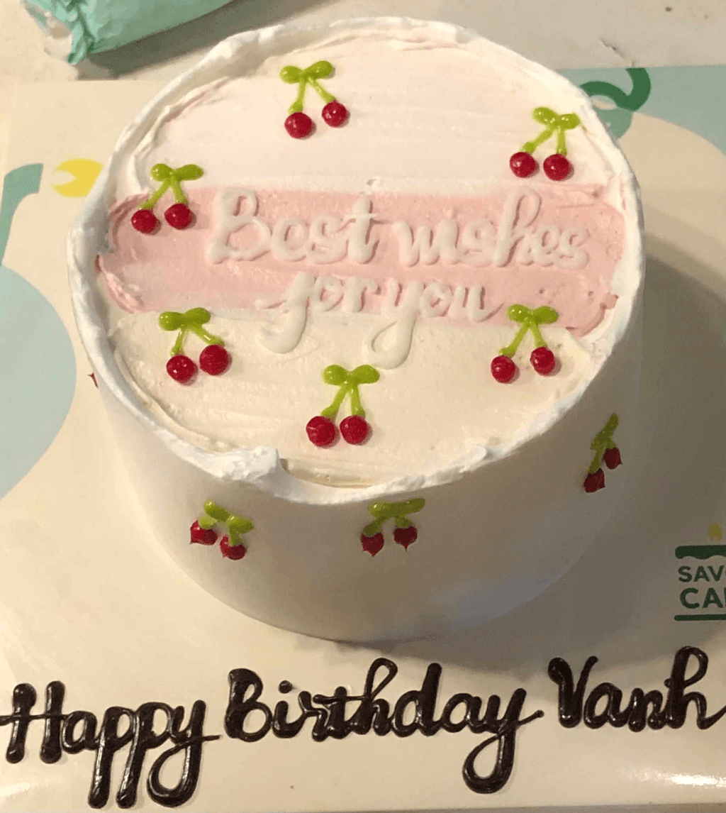 Ảnh feedback Bánh kem cherry hồng pastel size mini - 13x6cm
